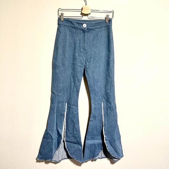 Revolve Petersyn Malibu Slit Front Raw Hem Flare Jeans BRAND NEW Boho - Picture 13 of 14